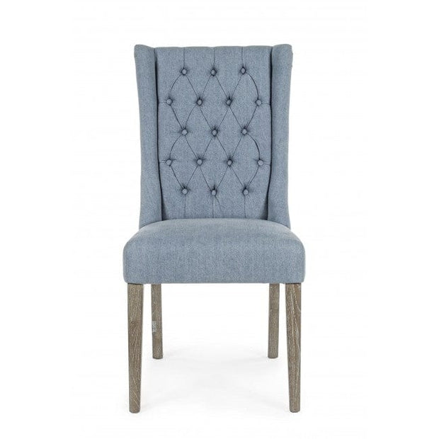 Bizzotto Set 2 scaune tapitate cu stofa, cu picioare din lemn de stejar Columbia Denim, l51xA63xH104 cm