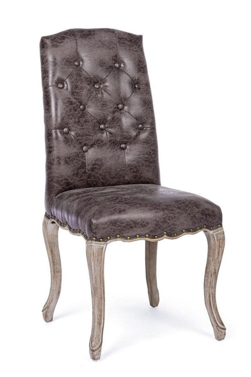 Set 2 scaune tapitate cu stofa si picioare din lemn Diva Maro Inchis / Natural, l51xA53xH99 cm (1)