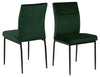 Set 2 scaune tapitate cu stofa si picioare metalice Demi Verde inchis / Negru, l45xA55xH90,5 cm