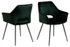 Set 2 scaune tapitate cu stofa si picioare metalice Felina Velvet Verde inchis / Negru, l56xA58xH81 cm