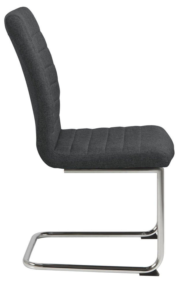Actona Set 2 scaune tapitate cu stofa si picioare metalice Gudrun Gri inchis / Crom, l47,5xA63,5xH95,5 cm