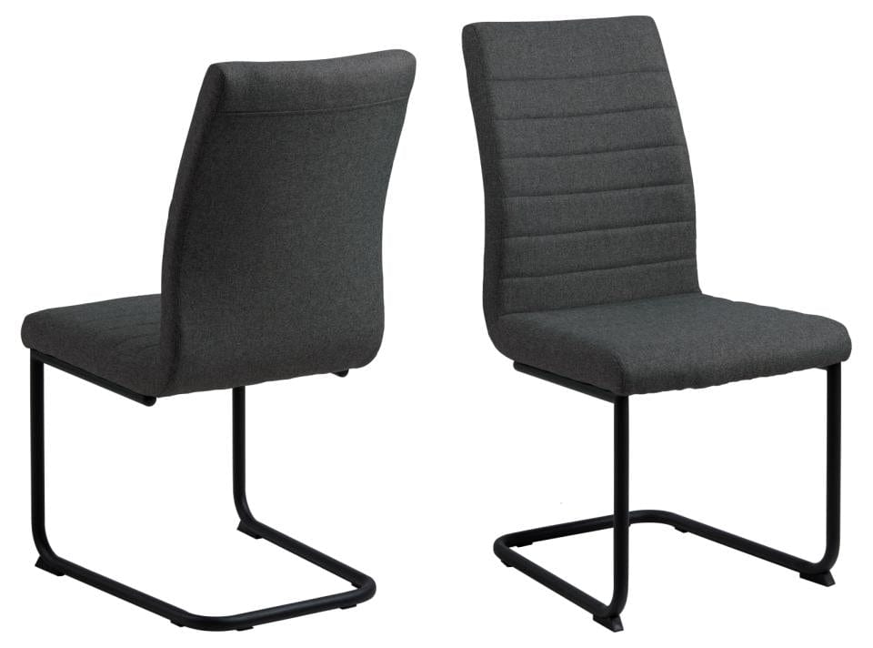 Actona Set 2 scaune tapitate cu stofa si picioare metalice Gudrun Gri inchis / Negru, l47,5xA63,5xH95,5 cm