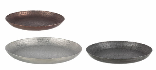 Set 3 platouri decorative din aluminiu, Graceful Round Low Multicolor, Ø45xH5 / Ø40xH4,5 / Ø35xH4 cm