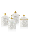 Set 4 recipiente pentru depozitare condimente, din ceramica, Regal Alb / Auriu, Ø7xH10 cm (1)