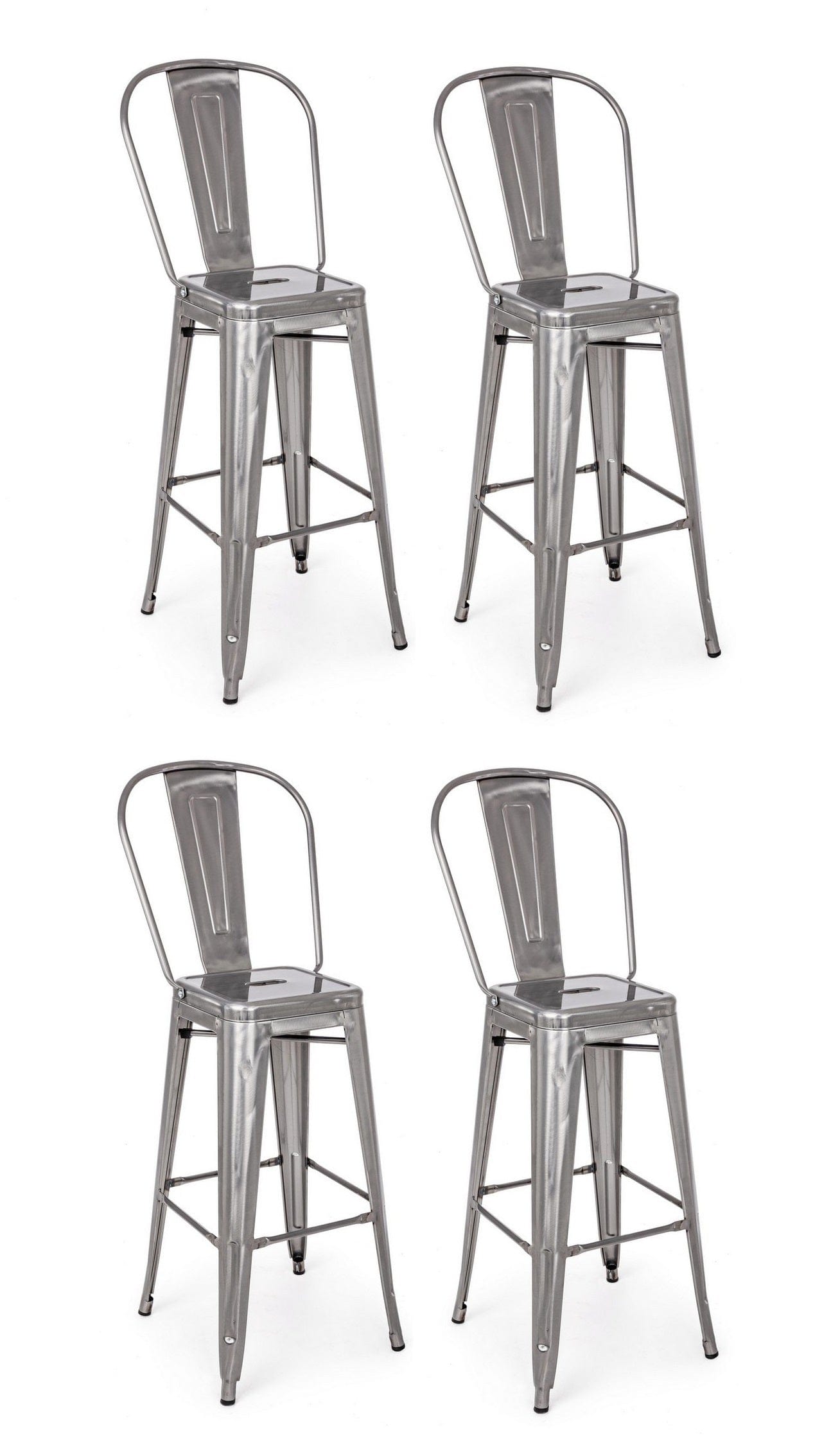 Set 4 scaune de bar din metal Loft Minnesota Gri, l42,5xA42,5xH117 cm