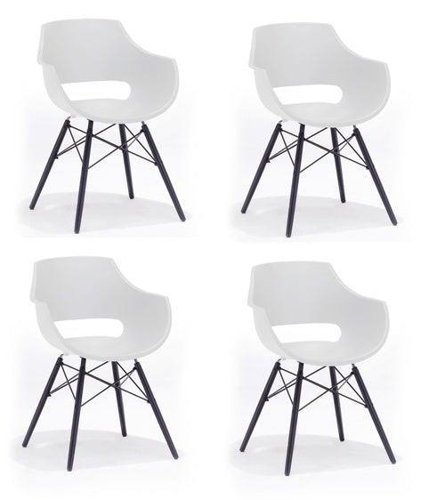 MCA Furniture Set 4 scaune din plastic cu picioare de lemn Rockville Alb / Negru, l57xA58xH80 cm