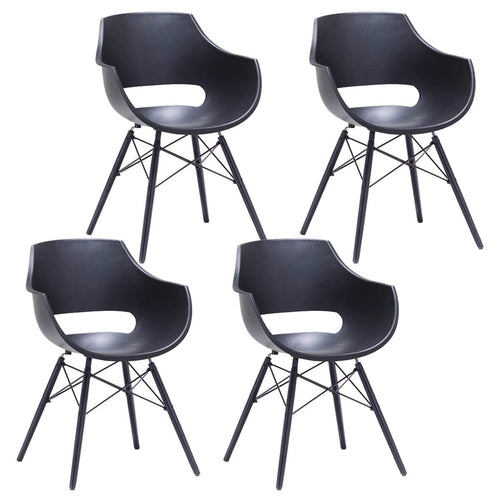 MCA Furniture Set 4 scaune din plastic cu picioare de lemn Rockville Negru, l57xA58xH80 cm