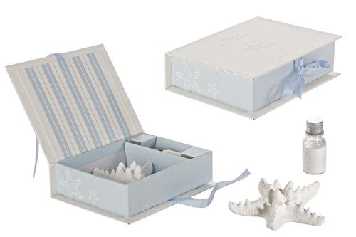 Set aromaterapie, 2 piese in cutie cadou, Ocean Albastru / Alb, L15xl11,5xH4 cm