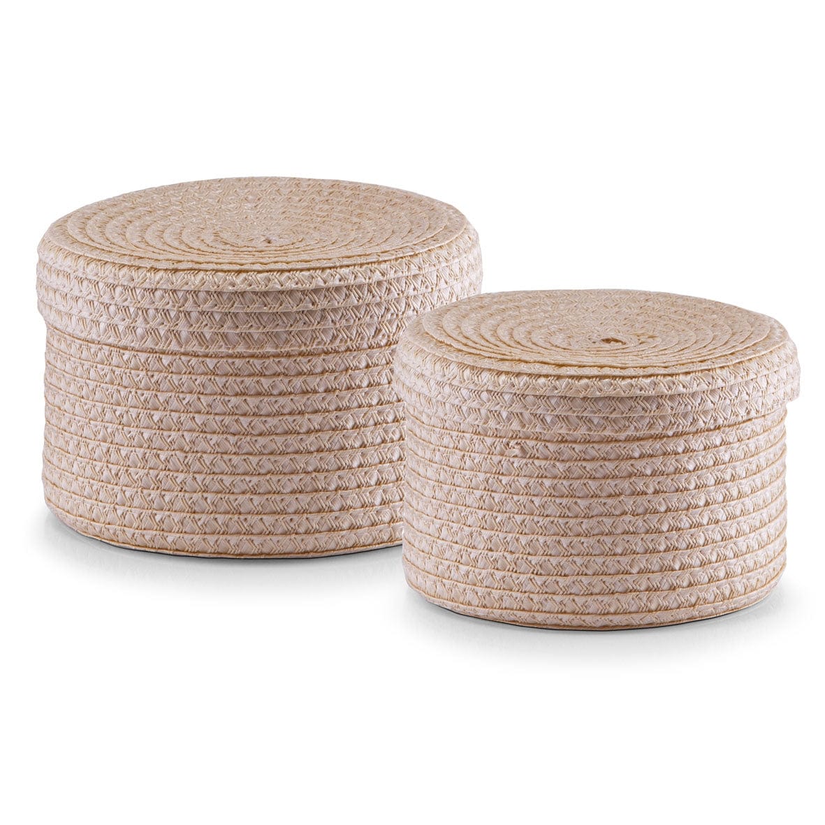 Zeller Set cosuri pentru depozitare cu capac Round, 2 piese, Natural Plastic