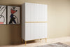 Set de mobila living din pal, MDF si metal, 4 piese, Nicole Golden Big Alb / Auriu (1)