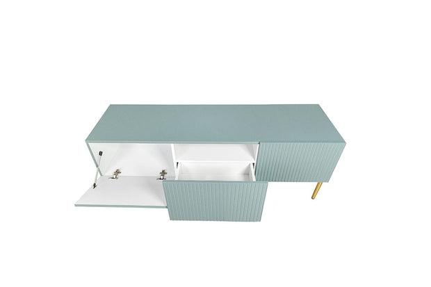 Set de mobila living din pal, MDF si metal, 4 piese, Nicole Slim Verde Mint / Auriu (8)