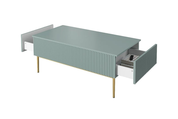 Set de mobila living din pal, MDF si metal, 4 piese, Nicole Slim Verde Mint / Auriu (11)