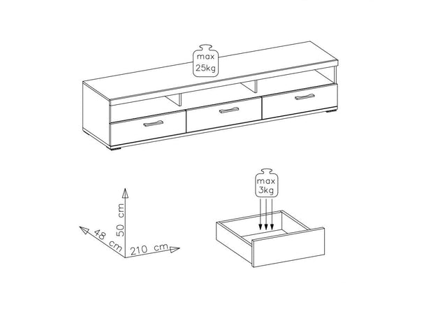 Innostyle Set de mobila living din pal si MDF, 6 piese Krone I Alb / Natur