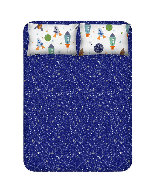 Set lenjerie pentru copii, din bumbac, 3 piese, Spacex Albastru Inchis / Multicolor, 240 x 260 cm