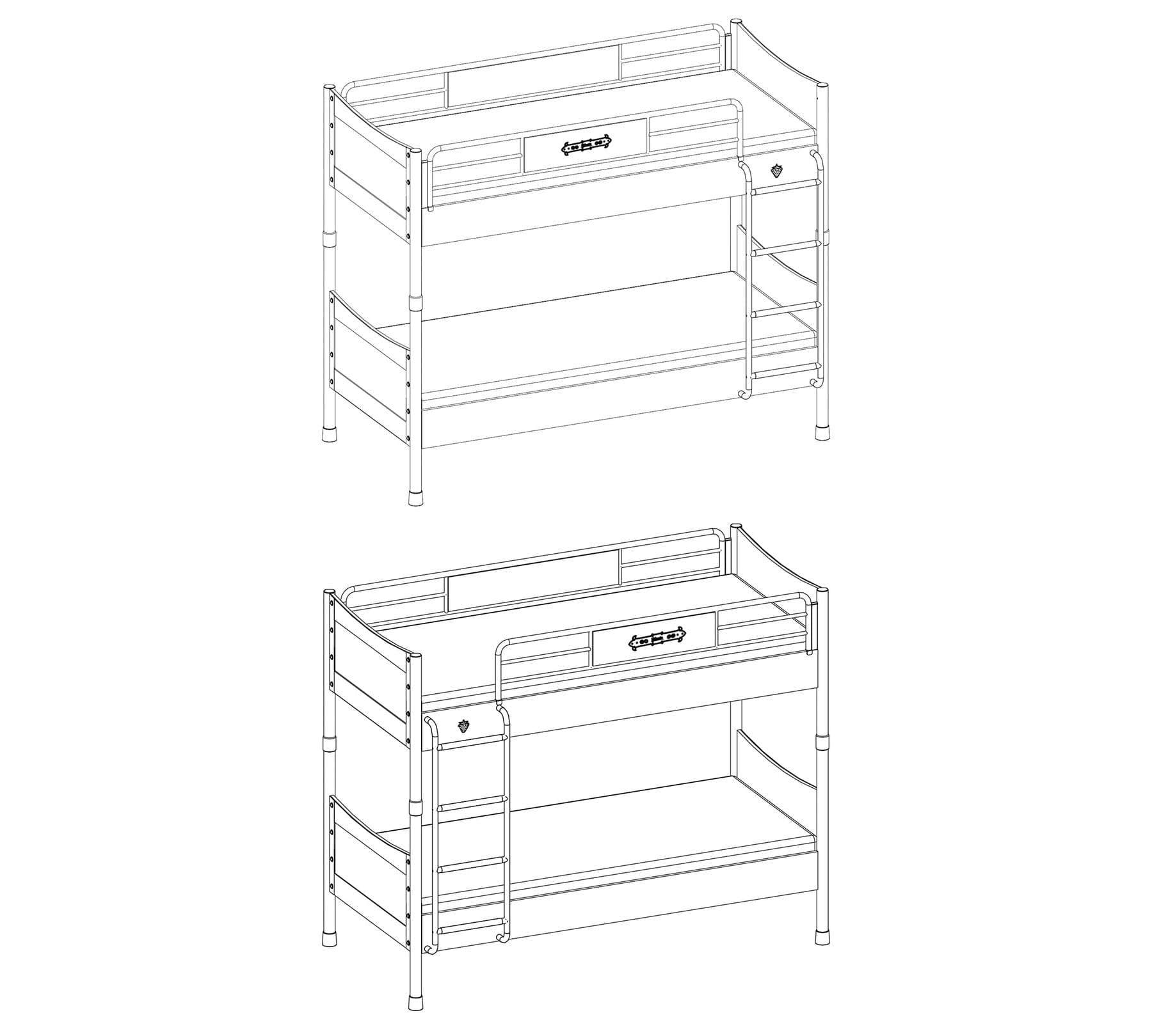 Set Mobila dormitor din pal, pentru copii, 4 piese, Pirate Maro, 200 x 90 cm (19)