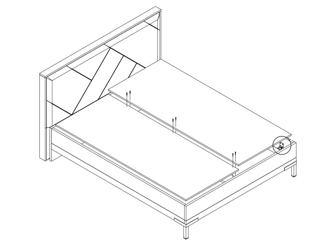 Set Mobila Dormitor din pal si MDF, LED inclus, cu pat 200 x 160 cm, 4 piese Avis Alb / Nuc Pacific (9)