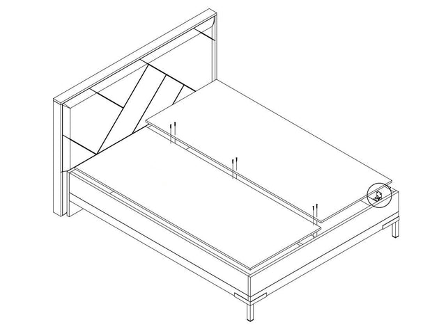 Set Mobila Dormitor din pal si MDF, LED inclus, cu pat 200 x 160 cm, 4 piese Avis Alb / Nuc Pacific (9)