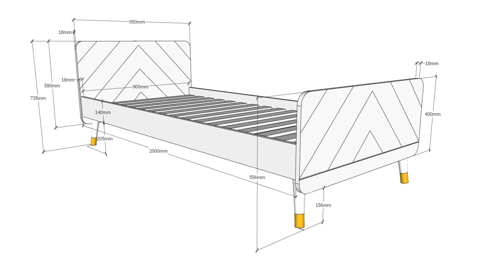 Set Mobila dormitor din pal si MDF, pentru copii 2 piese Billy Roz, 200 x 90 cm (5)