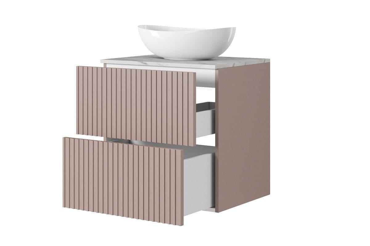 Set Mobilier pentru baie, din pal si MDF, 6 piese, 60 cm, Nicole Roz Antic / Auriu (2)