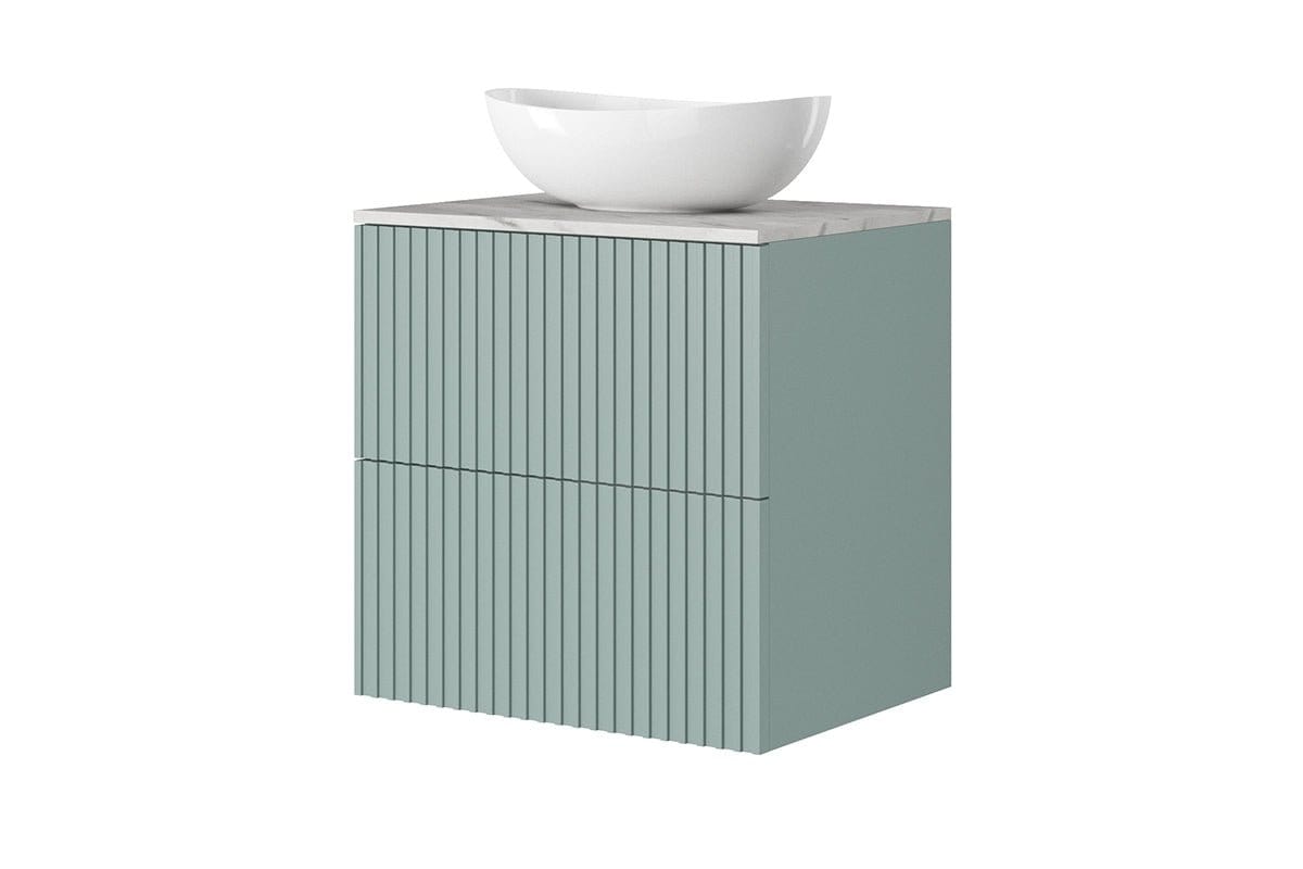 Set Mobilier pentru baie, din pal si MDF, 6 piese, 60 cm, Nicole Verde Mint / Auriu (2)