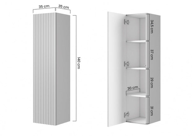 Set Mobilier pentru baie, din pal si MDF, 8 piese, 120 cm, Nicole Negru / Auriu (11)