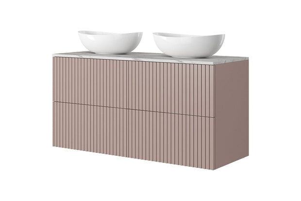 Set Mobilier pentru baie, din pal si MDF, 8 piese, 120 cm, Nicole Roz Antic / Auriu (2)