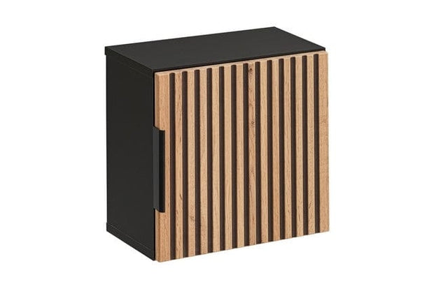 Set Mobilier pentru baie, din pal si MDF, 9 piese, 80 cm, Xilo Stejar Wotan / Negru (2)