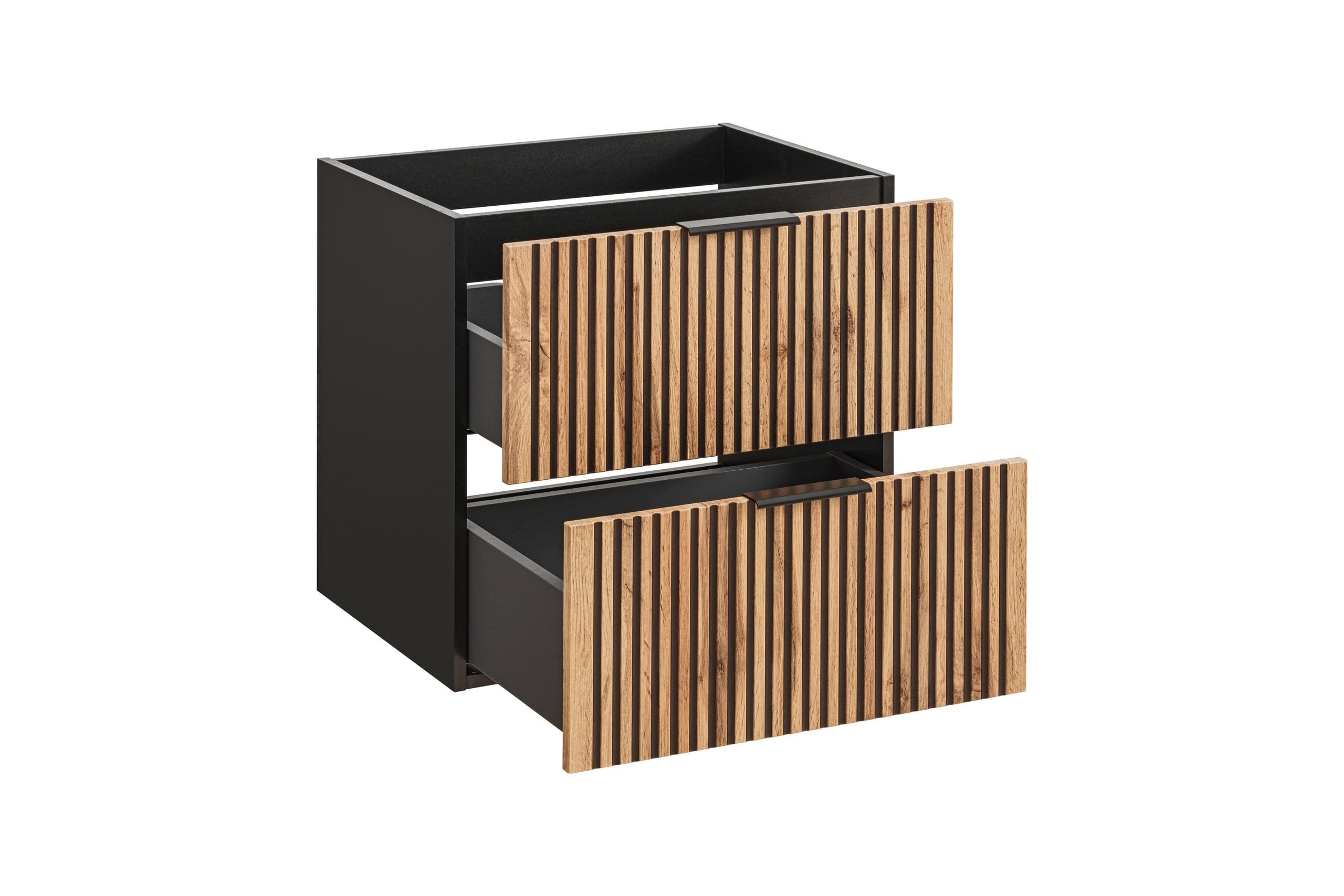 Set Mobilier pentru baie, din pal si MDF, 9 piese, 80 cm, Xilo Stejar Wotan / Negru (7)