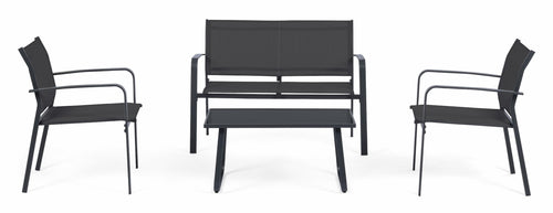 Set mobilier pentru gradina / terasa, Arent Antracit, banca 2 locuri + 2 scaune + masa de cafea (1)