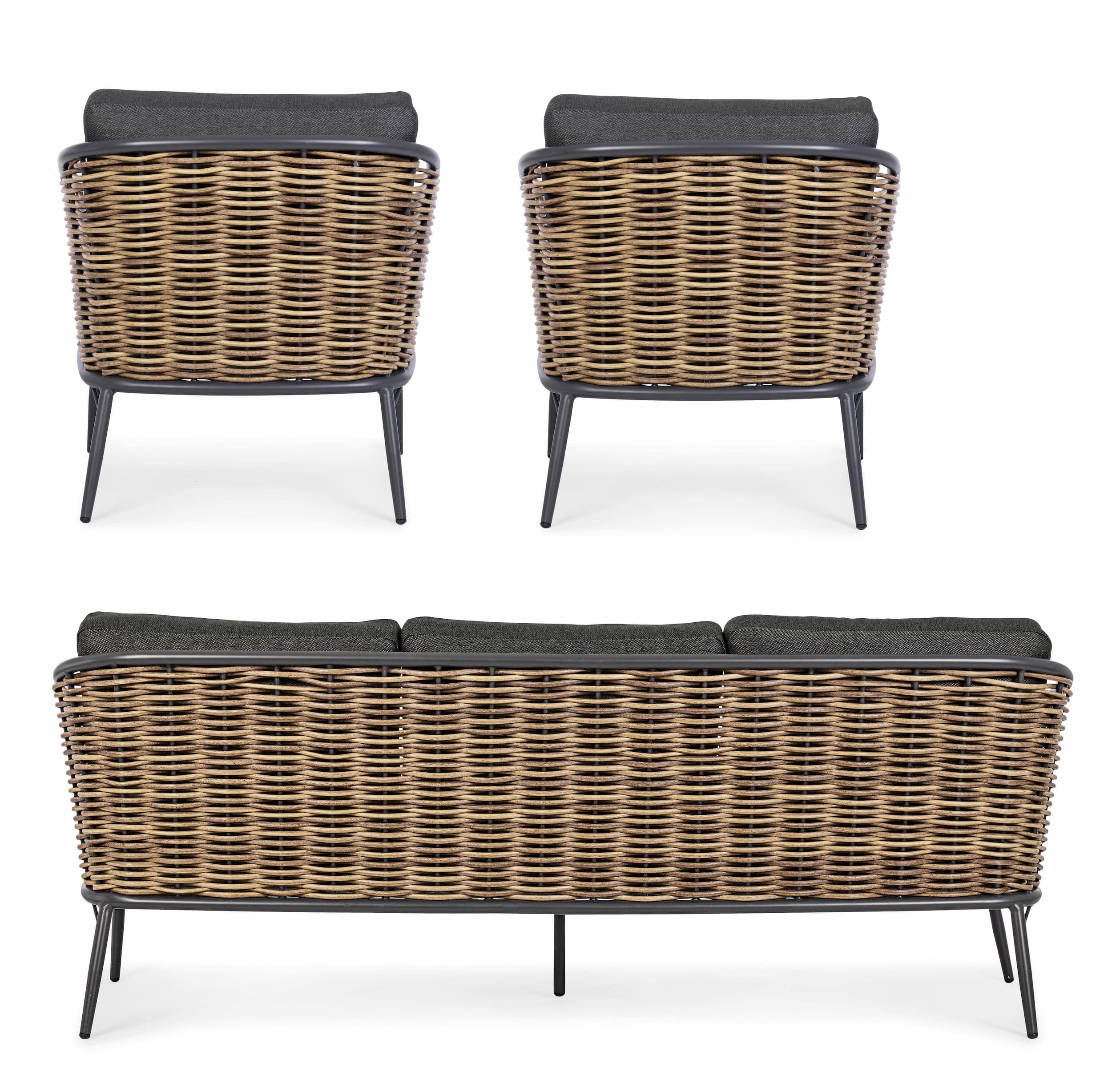 Set mobilier pentru gradina / terasa, Maribela Antracit / Natural, canapea 3 locuri + 2 fotolii (6)