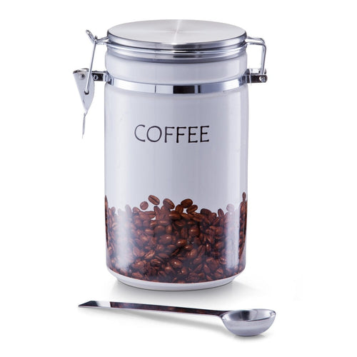 Zeller Set recipient si lingurita pentru cafea, din ceramica si inox, Multicolor, 2 piese