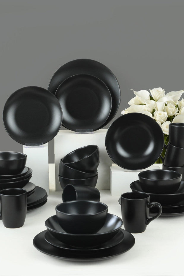 Set vesela din ceramica, Alfa Negru, 30 piese