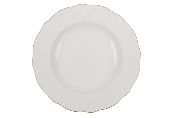 Set vesela din portelan, Bainy Dinner Alb / Auriu, 24 piese (12)