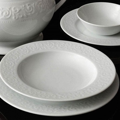 Asir Set vesela din portelan, Theodora Dinner Alb, 53 piese