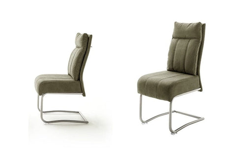 Set 2 scaune tapitate cu stofa, cu picioare metalice Azul Verde Olive / Crom, l45xA65xH101 cm (1)
