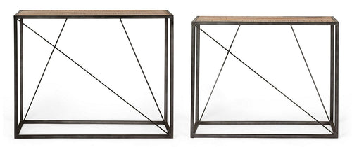 Set 2 console din lemn de salcam si metal Norris Natural / Negru, l100xA33xH80 / l90xA30xH75 cm (1)