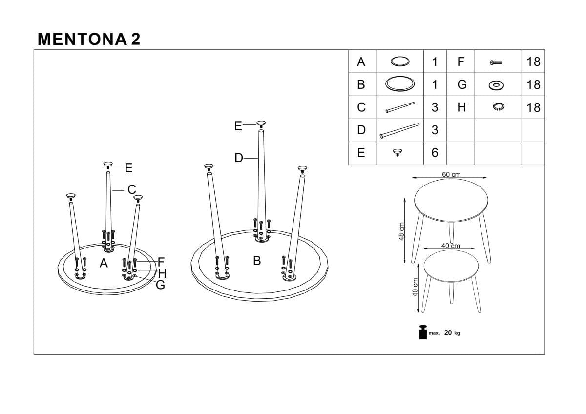 Set 2 mese de cafea din MDF si metal, Mentor II Stejar Auriu / Negru, Ø59xH48 / Ø40xH41 cm (7)