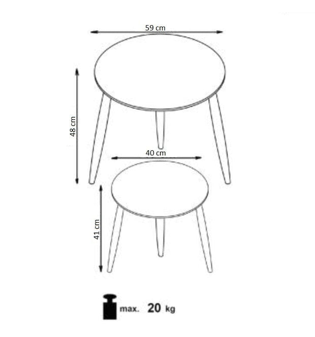 Set 2 mese de cafea din MDF si metal, Mentor II Stejar Auriu / Negru, Ø59xH48 / Ø40xH41 cm (6)