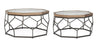 Set 2 mese de cafea din sticla, lemn de brad si metal Smith Hexagonal Transparent / Natural / Negru, Ø90xH45 / Ø77xH40 cm (5)