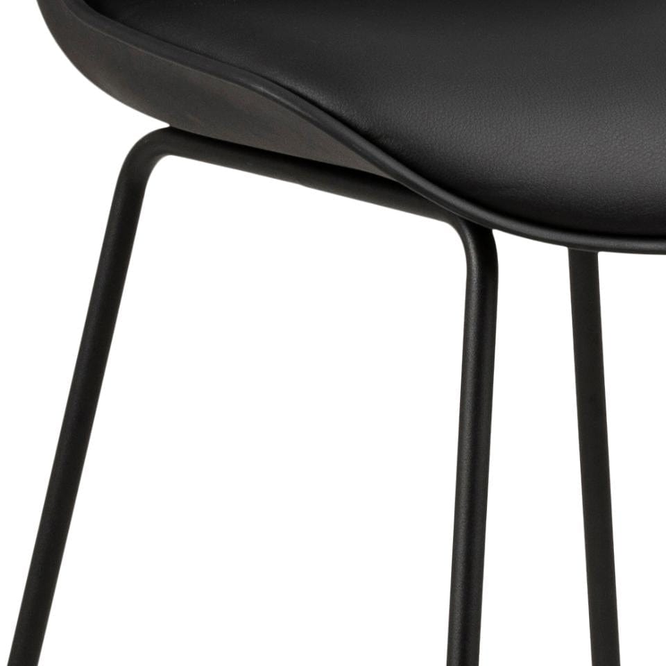 Set 2 scaune de bar din plastic, sezut tapitat cu piele ecologica si picioare metalice, Tina Negru, l43xA49xH94 cm (6)