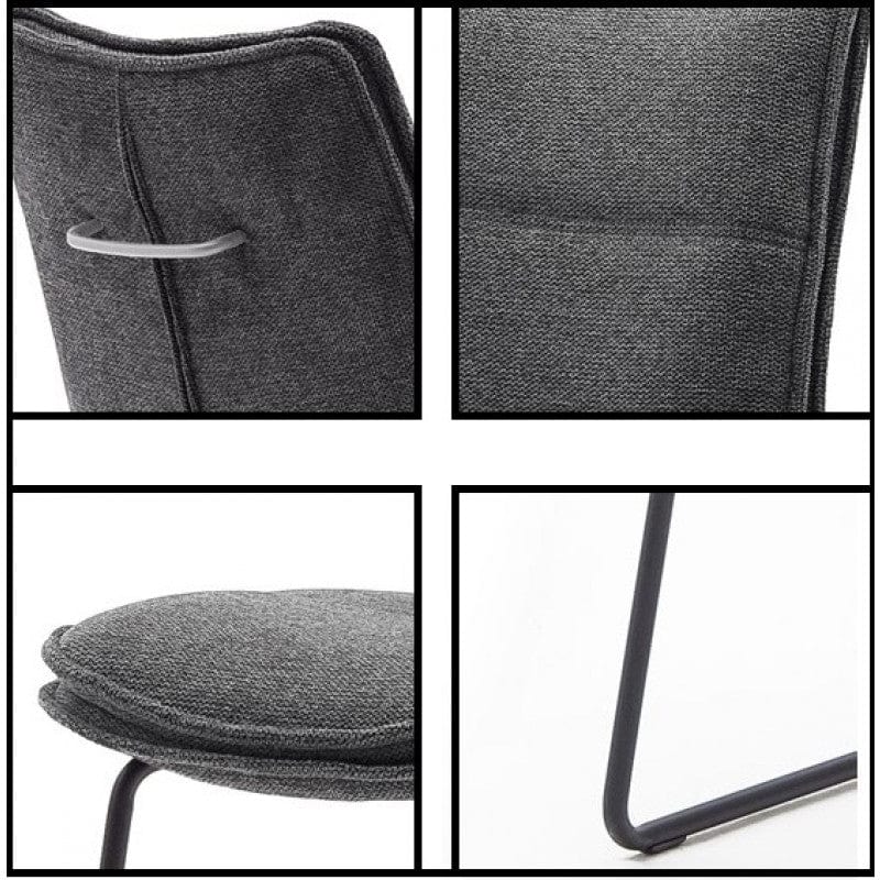 Set 2 scaune de bar rotative tapitate cu stofa si picioare metalice, Hampton Antracit / Negru, l45xA54xH110 cm (5)