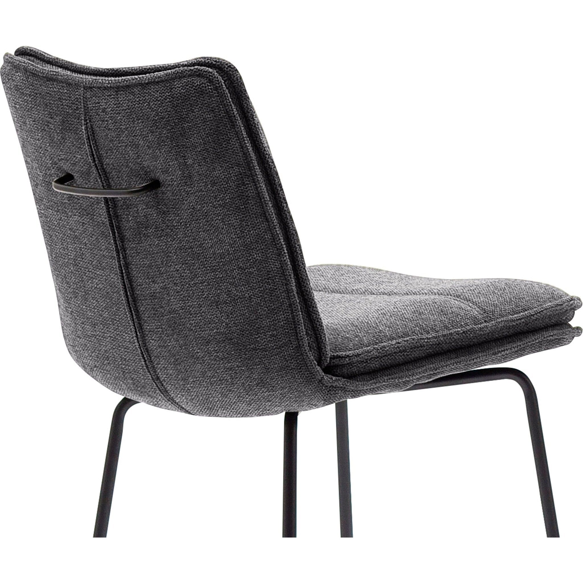 Set 2 scaune de bar rotative tapitate cu stofa si picioare metalice, Hampton Antracit / Negru, l45xA54xH110 cm (4)
