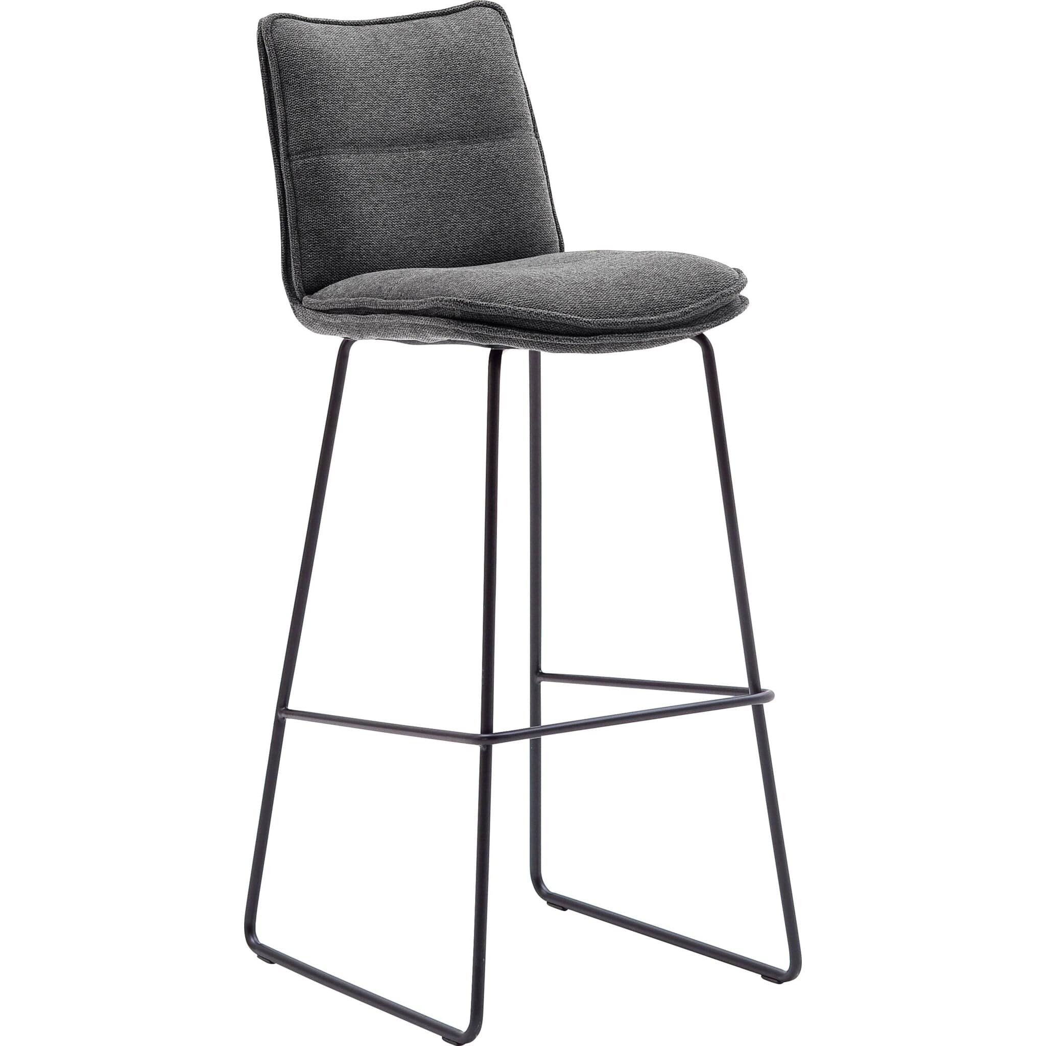 Set 2 scaune de bar rotative tapitate cu stofa si picioare metalice, Hampton Antracit / Negru, l45xA54xH110 cm (2)