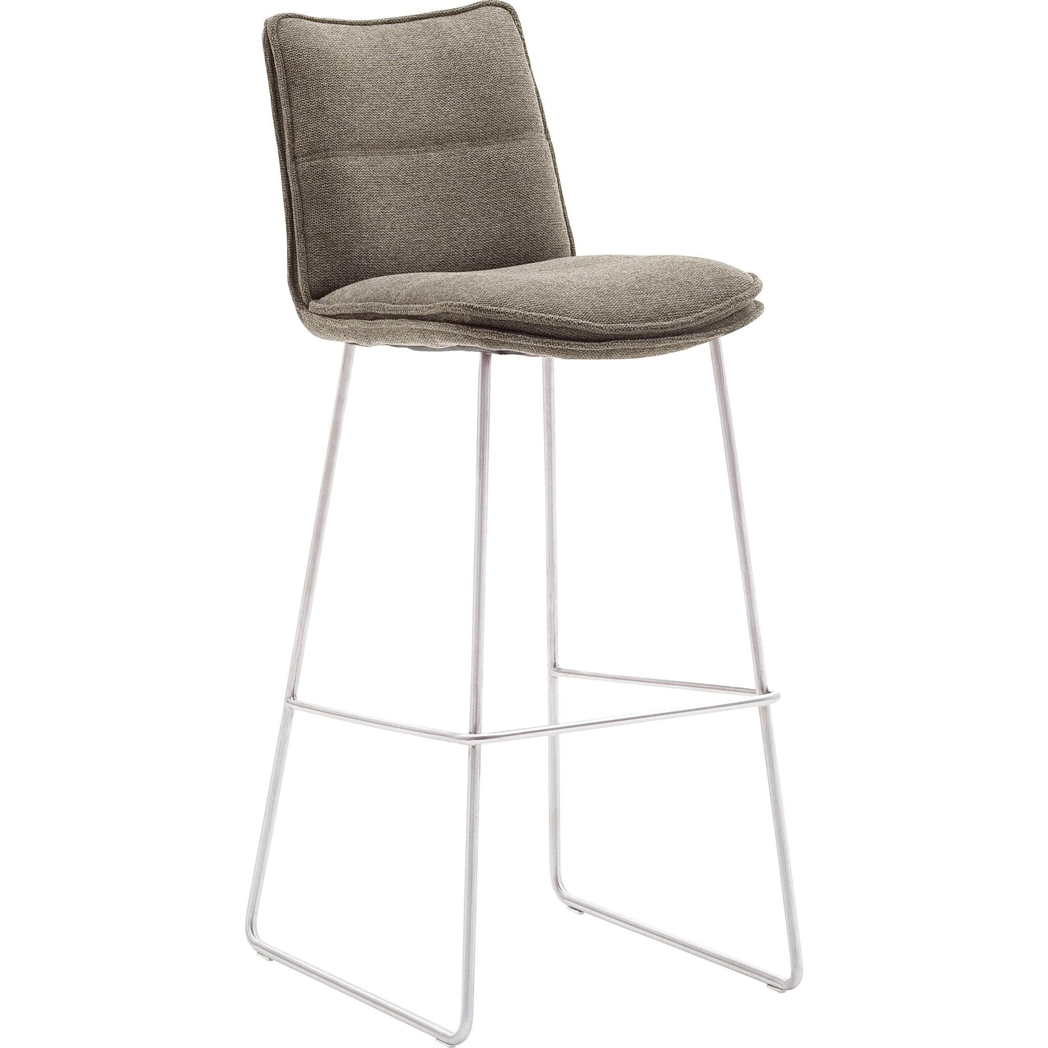 Set 2 scaune de bar rotative tapitate cu stofa si picioare metalice, Hampton Cappuccino / Crom, l45xA54xH110 cm (3)