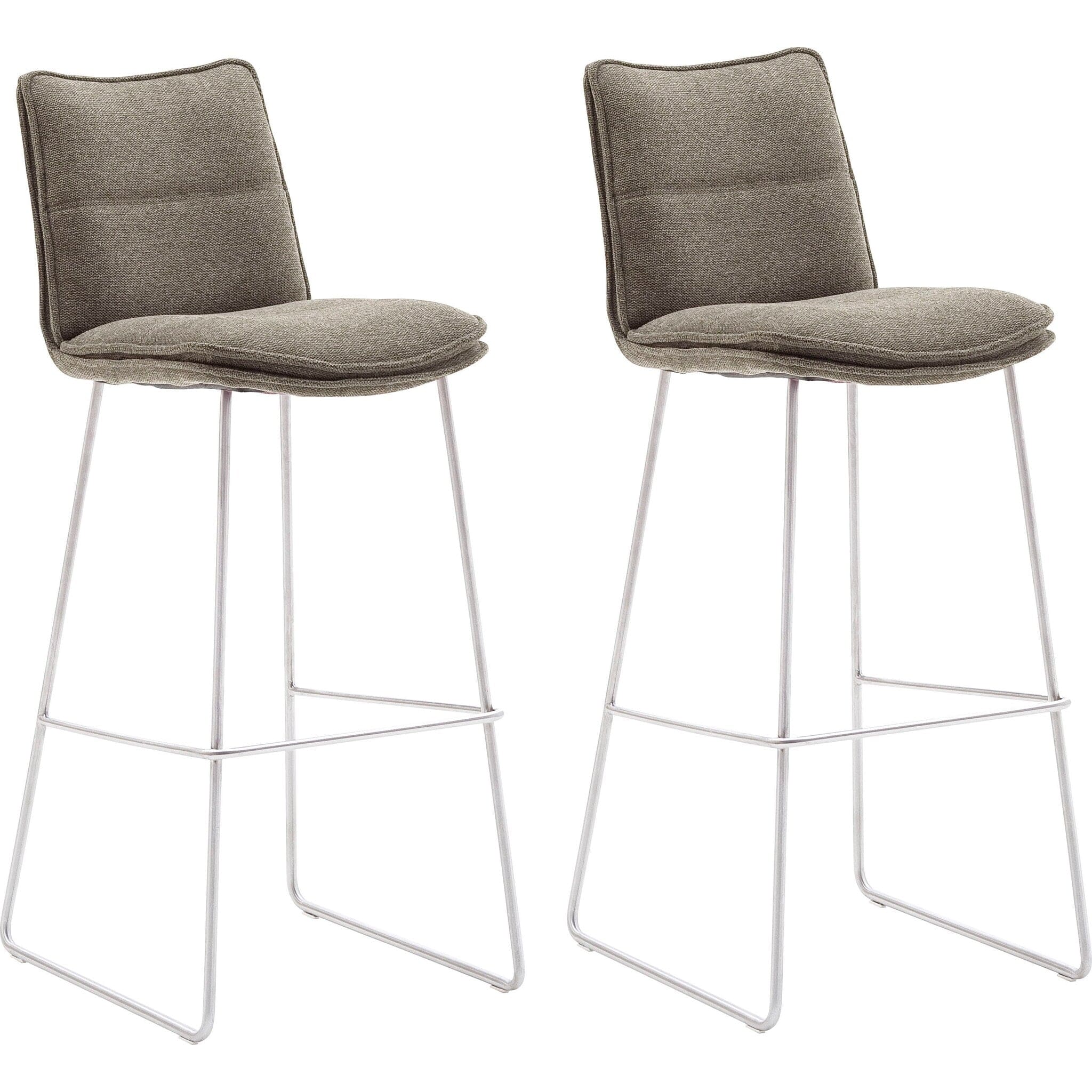 Set 2 scaune de bar rotative tapitate cu stofa si picioare metalice, Hampton Cappuccino / Crom, l45xA54xH110 cm