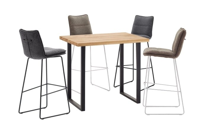 Set 2 scaune de bar rotative tapitate cu stofa si picioare metalice, Hampton Cappuccino / Crom, l45xA54xH110 cm (1)