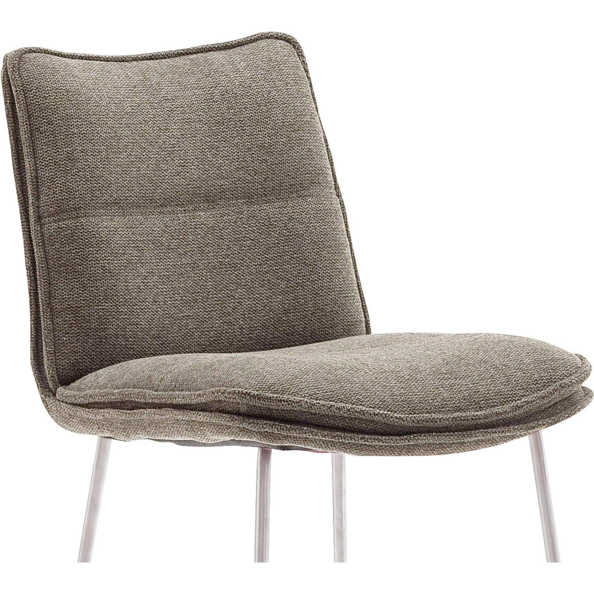 Set 2 scaune de bar rotative tapitate cu stofa si picioare metalice, Hampton Cappuccino / Crom, l45xA54xH110 cm (4)