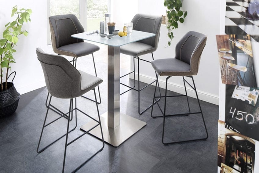 Set 2 scaune de bar rotative tapitate cu stofa si piele ecologica, cu picioare metalice, Aberdeen 2 Gri / Antracit, l46xA58xH116 cm (1)