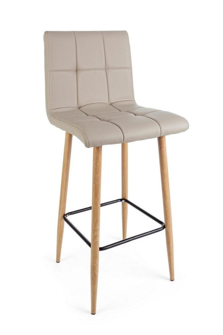 Set 2 scaune de bar tapitate cu piele ecologica si picioare metalice Bruce Cappuccino / Natural, l46xA40xH108 cm (1)