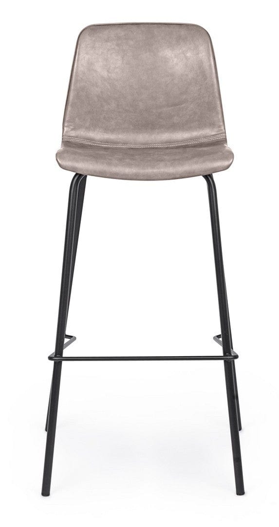 Set 2 scaune de bar tapitate cu piele ecologica si picioare metalice Kyra Bej / Negru, l39xA44xH103,5 cm (1)